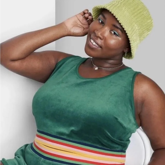 Green velour wild fable Womens cropped tank top plus size 4X new sleeveless - Picture 2 of 5